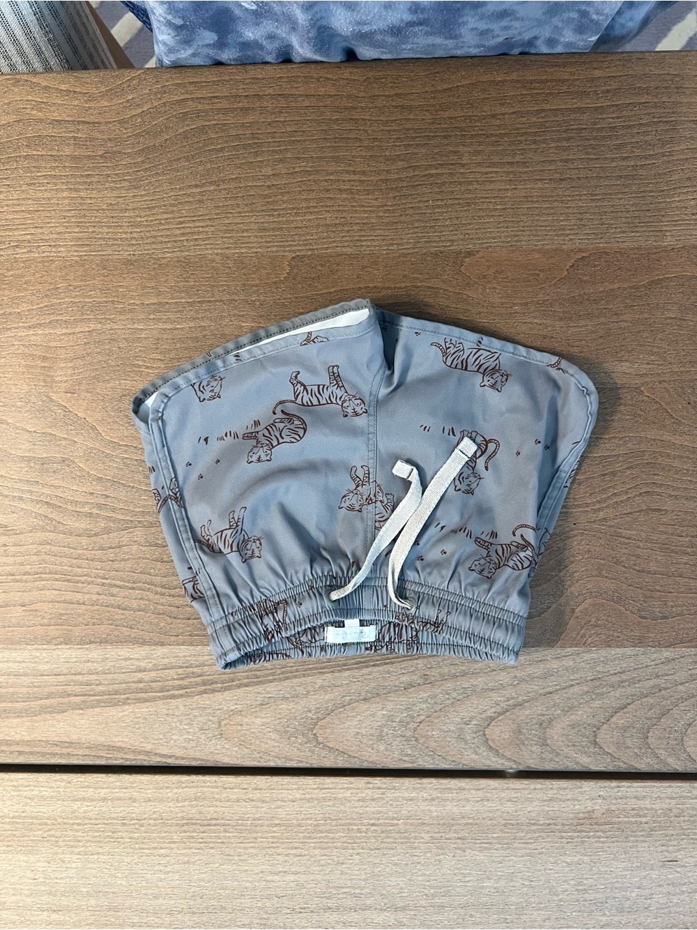 Rylee + Cru Gray Shorts with Brown Tiger Print and Drawstring